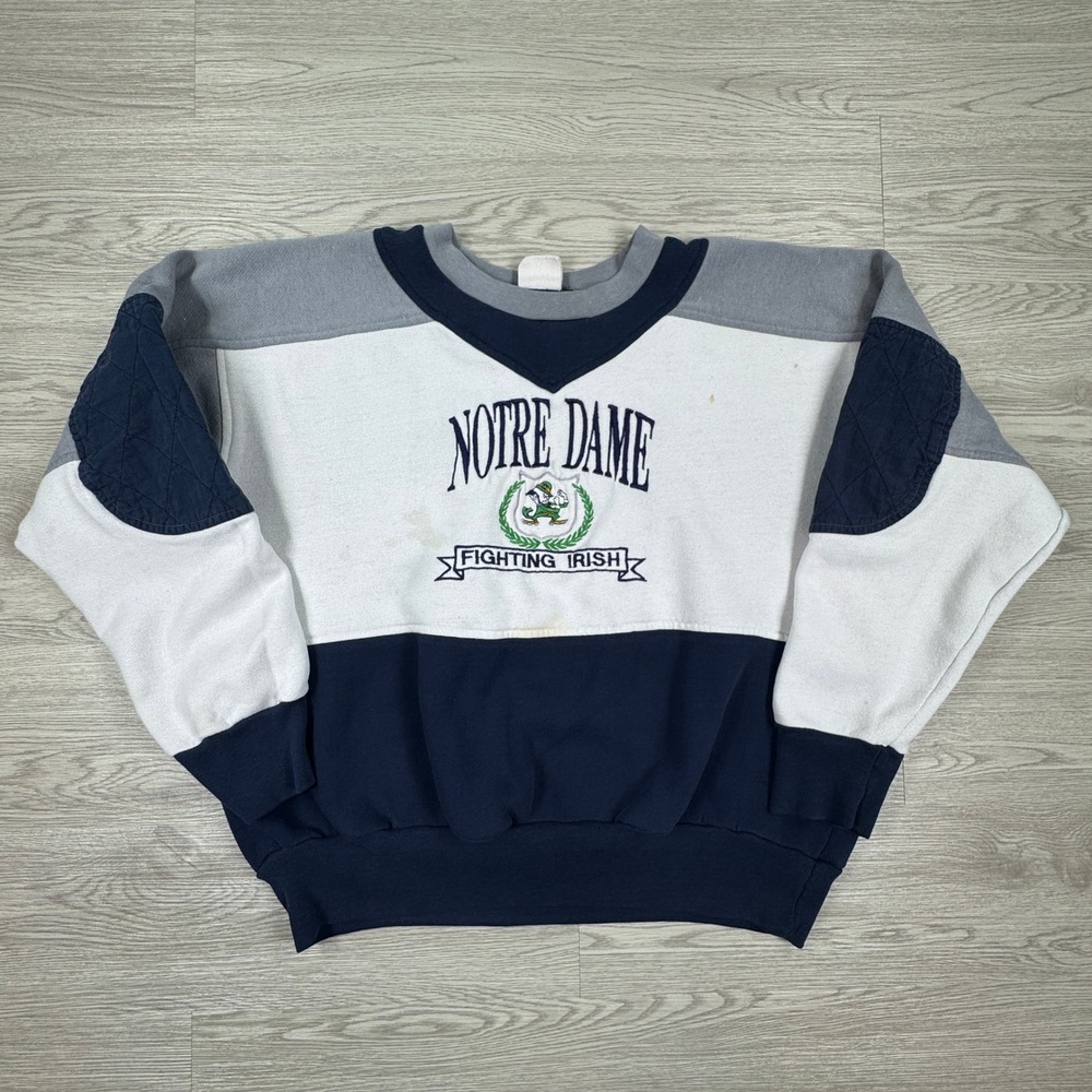 Logo 7 Men's Sweatshirt Notre Dame Fighting Irish Vintage Blue‎ Gray Large